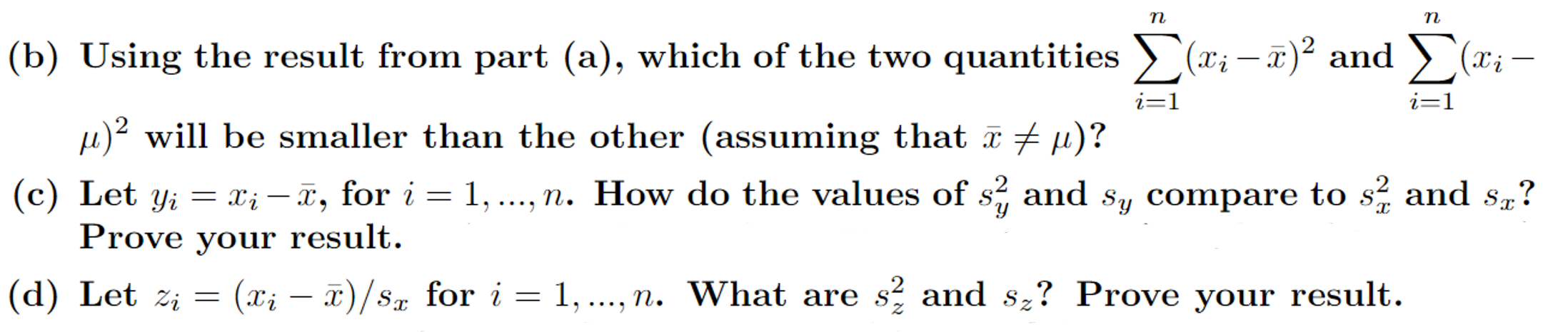 Solved Let 21, , In Be A Variable Measured For Units In A 