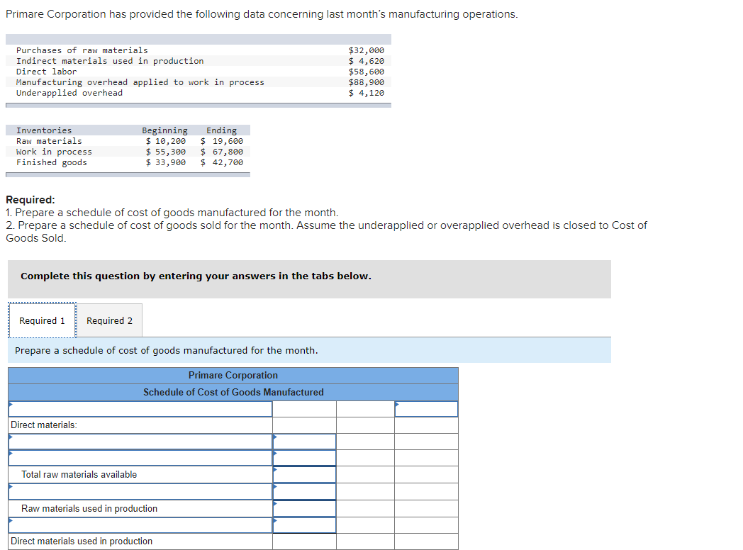 Solved Inventories Raw Materials Work In Process Finished | Chegg.com