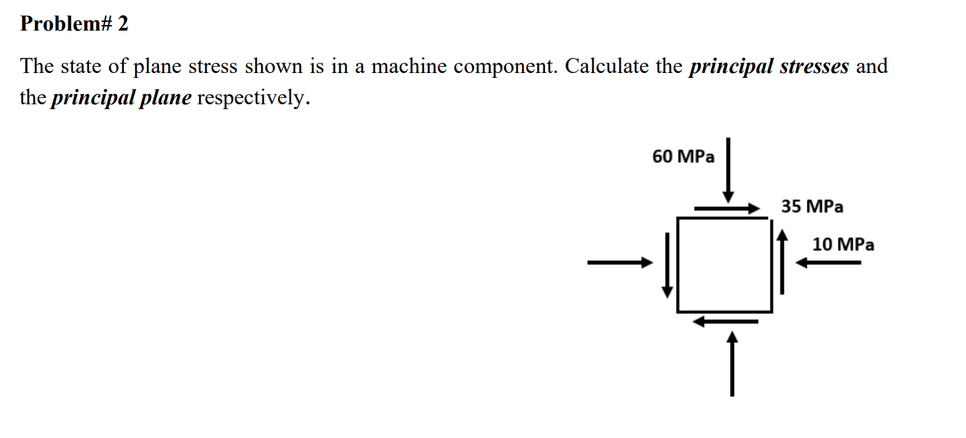 Solved The state of plane stress shown is in a machine | Chegg.com