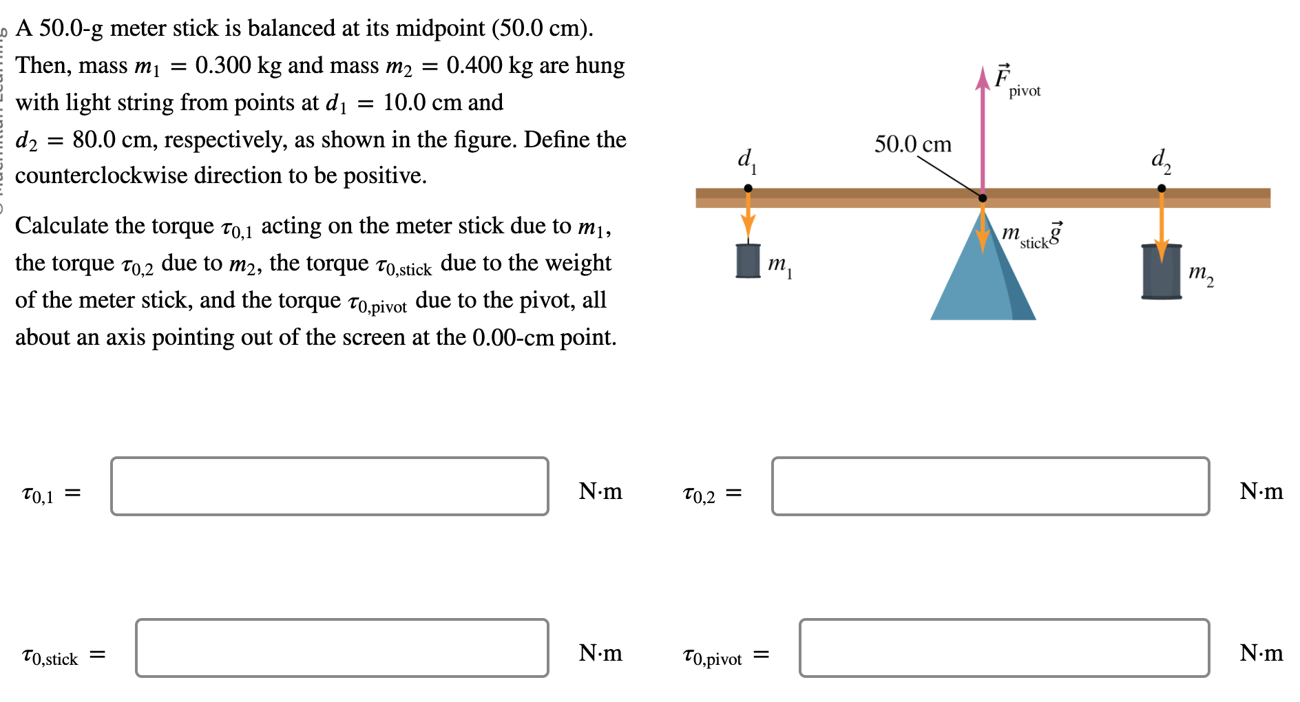 Solved A 50.0−g meter stick is balanced at its midpoint | Chegg.com