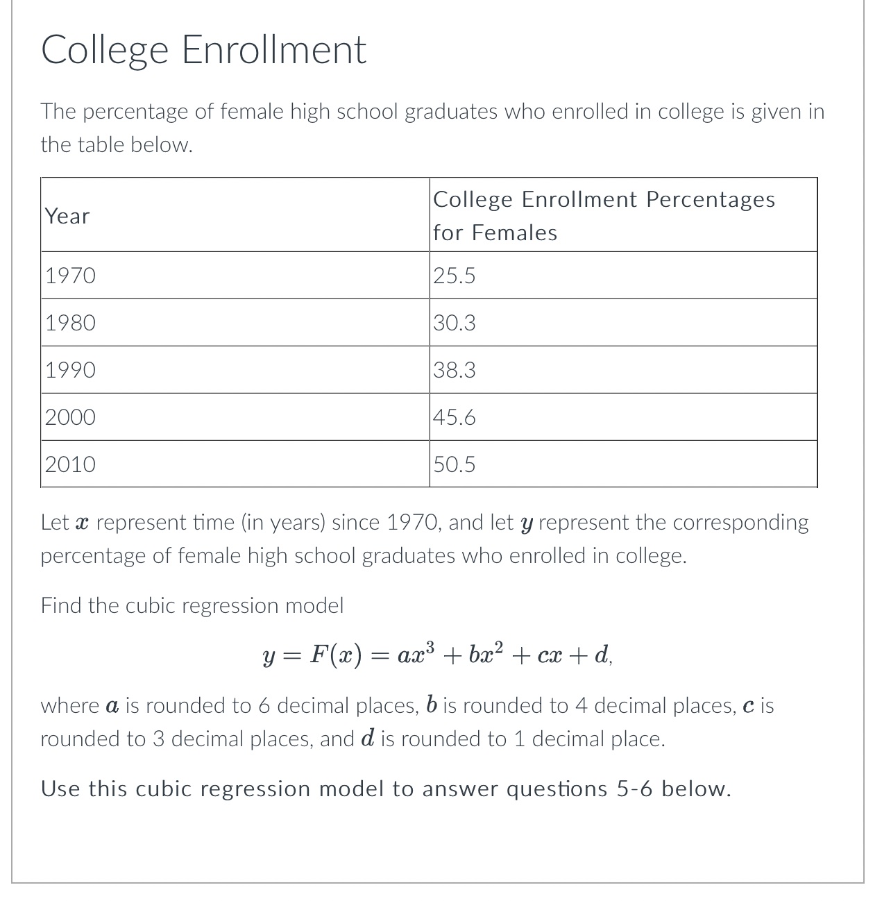 Solved The percentage of female high school graduates who | Chegg.com