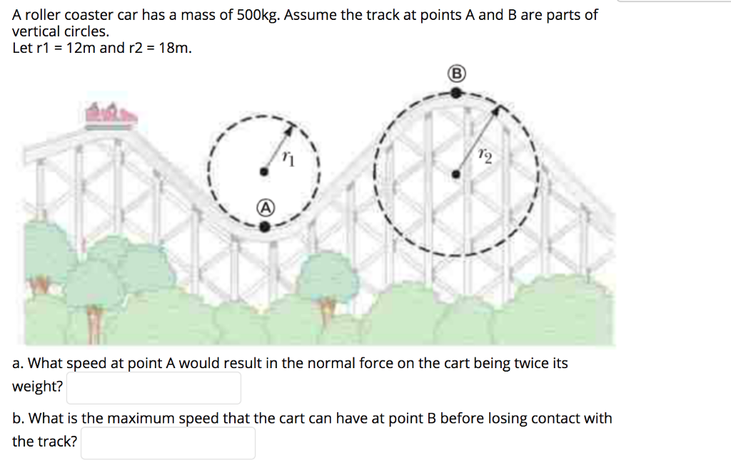 Solved A roller coaster car has a mass of 500kg. Assume the