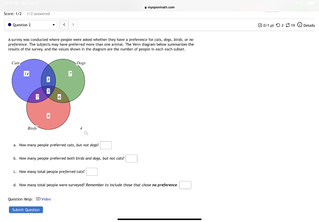 Solved A survey was conducted where people were asked | Chegg.com