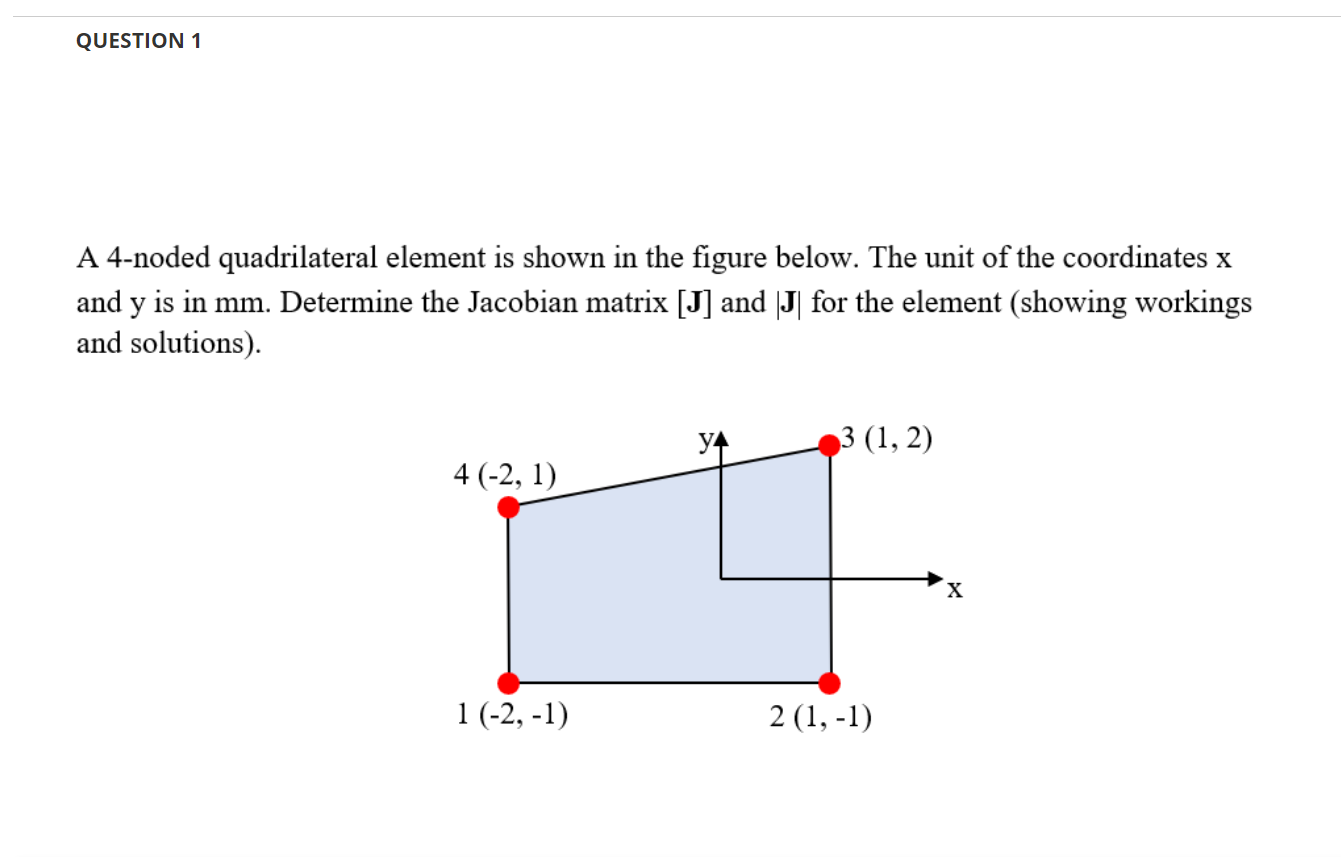 Solved A 4 Noded Quadrilateral Element Is Shown In The