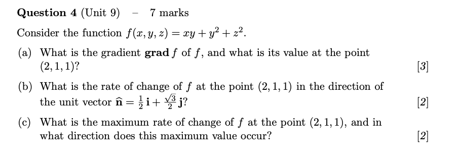 Solved Question 4 (Unit 9) - 7 marks Consider the function | Chegg.com
