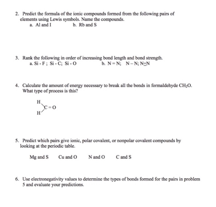 Solved 2 Predict The Formula Of The Ionic Compounds Formed 