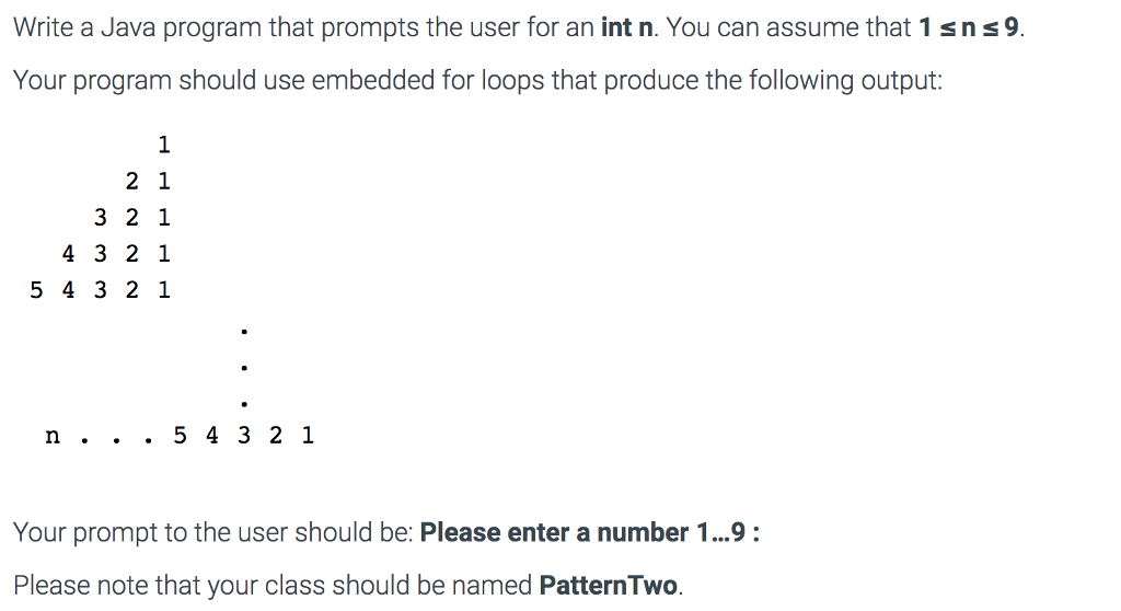 Solved Write A Java Program That Prompts The User For An Int | Chegg.com