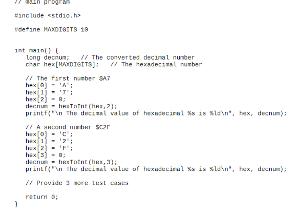 Solved Write A C Function That Converts A Hexadecimal Number