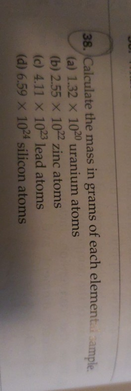 Solved 38 Calculate The Mass In Grams Of Each Element 8315