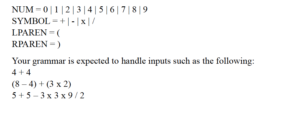 Solved Given these tokens, how can you construct a grammer | Chegg.com