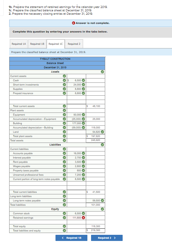 Solved 1b. Prepare The Statement Of Retained Earnings For | Chegg.com