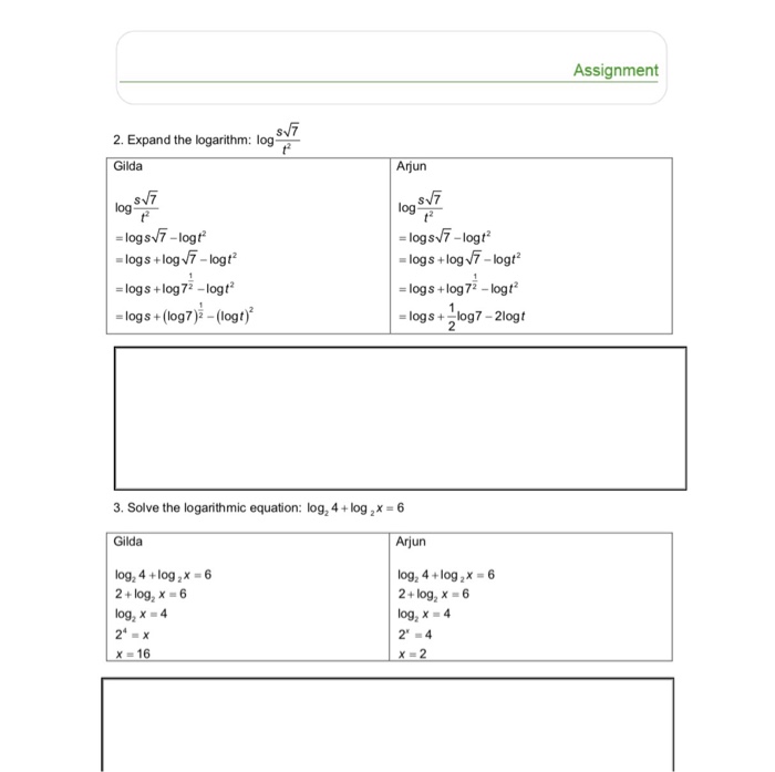 Solved Assignment Assignment: Correcting Logarithmic | Chegg.com