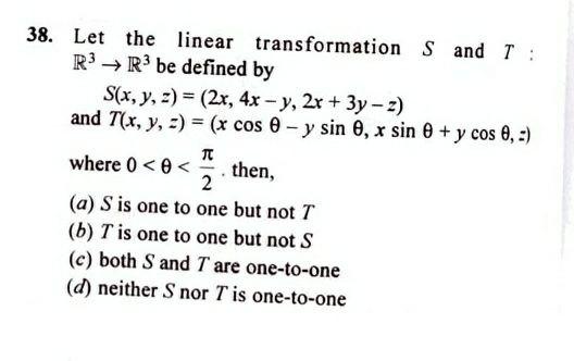 Solved 38. Let the linear transformation S and T : R3 R3 be | Chegg.com