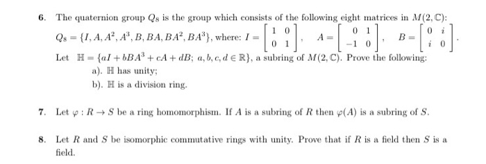 Solved The quaternion group Q_s is the group which consists | Chegg.com