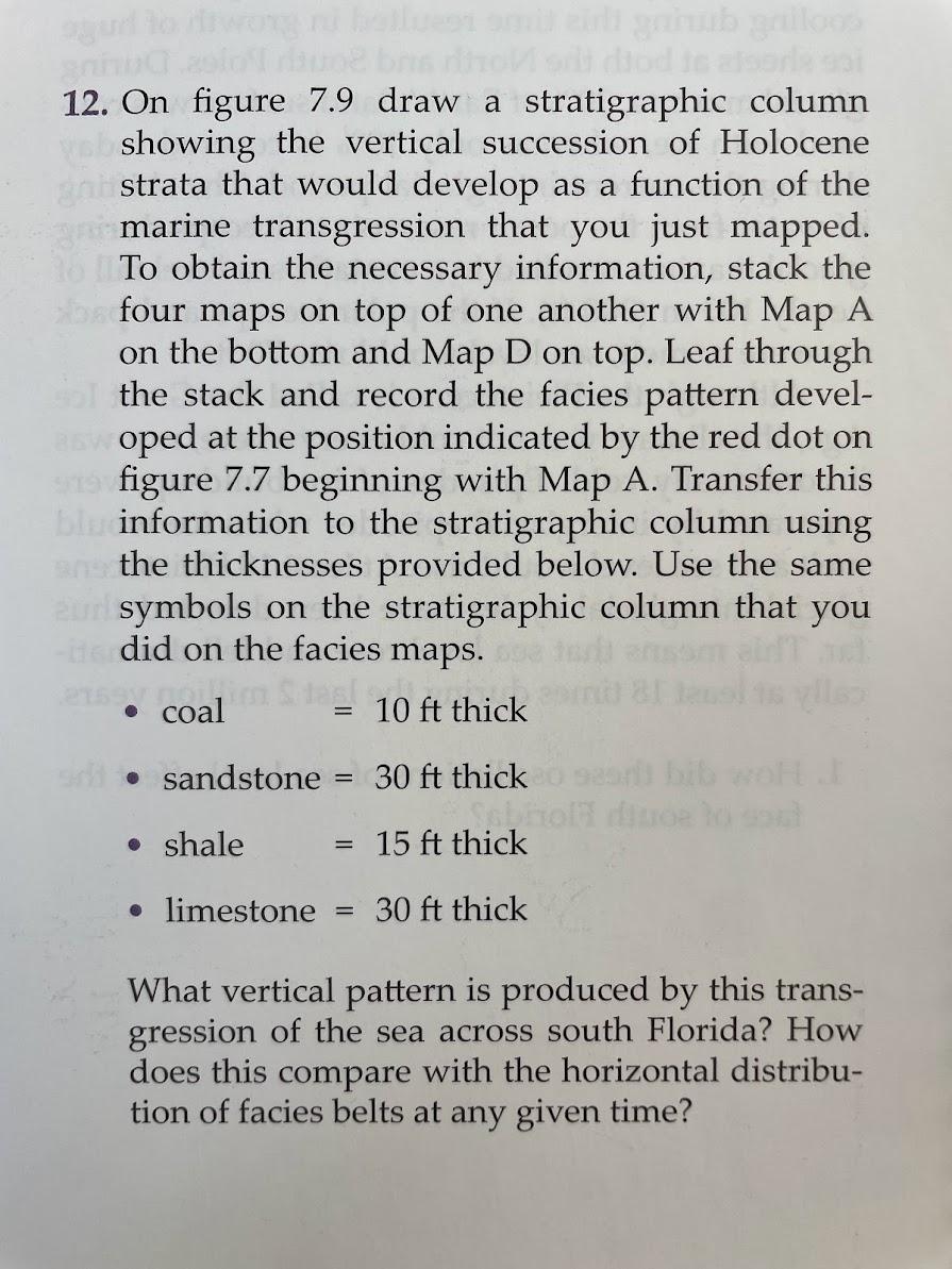 12. On Figure 7.9 Draw A Stratigraphic Column Showing | Chegg.com