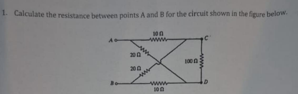 Solved 1. ﻿Calculate the resistance between points \( ﻿A \) | Chegg.com