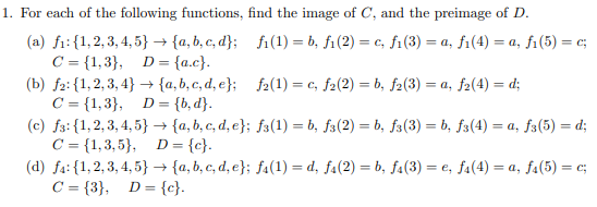 Solved = = = 1. For each of the following functions, find | Chegg.com