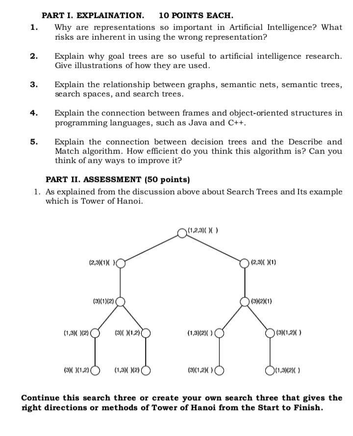 1. 2. PART I. EXPLAINATION. 10 POINTS EACH. Why are | Chegg.com