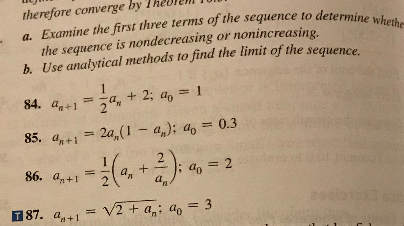 Solved a. Examine the first three terms of the sequence to | Chegg.com