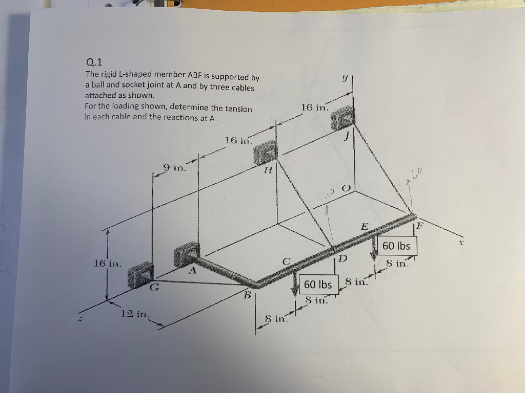 Q 1 The Rigid L Shaped Member Abf Is Supported A Chegg 
