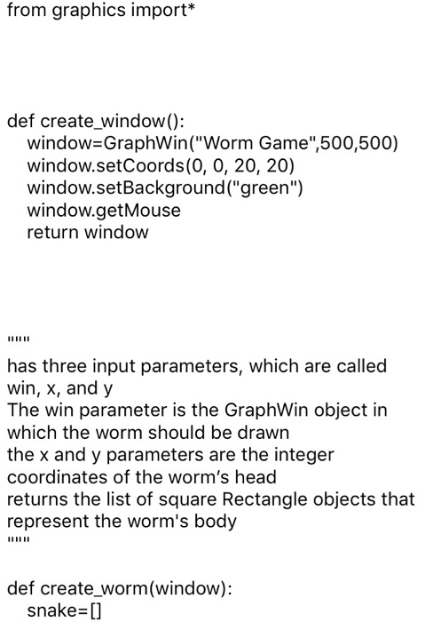 Create the Snake game using Grapics in Python. (from | Chegg.com