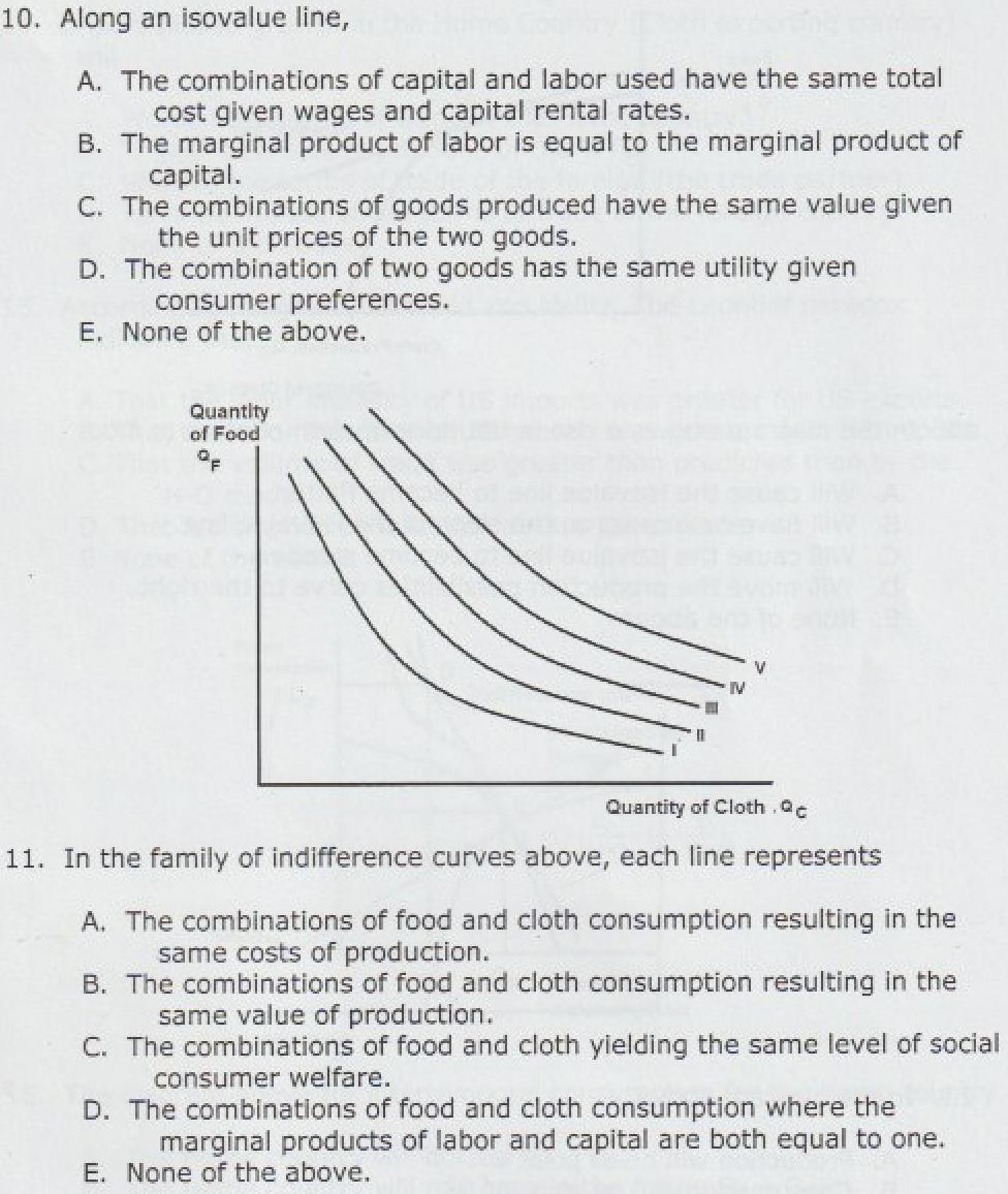 Solved 10. Along an isovalue line, A. The combinations of | Chegg.com