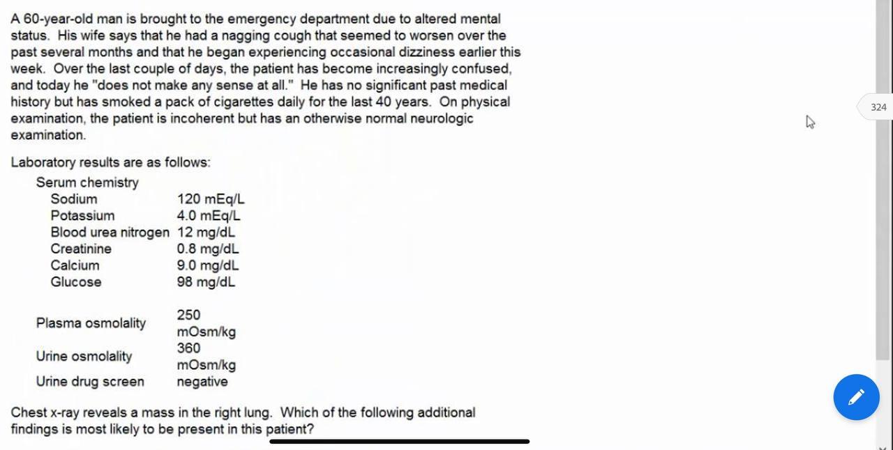Solved A 60-year-old man is brought to the emergency | Chegg.com