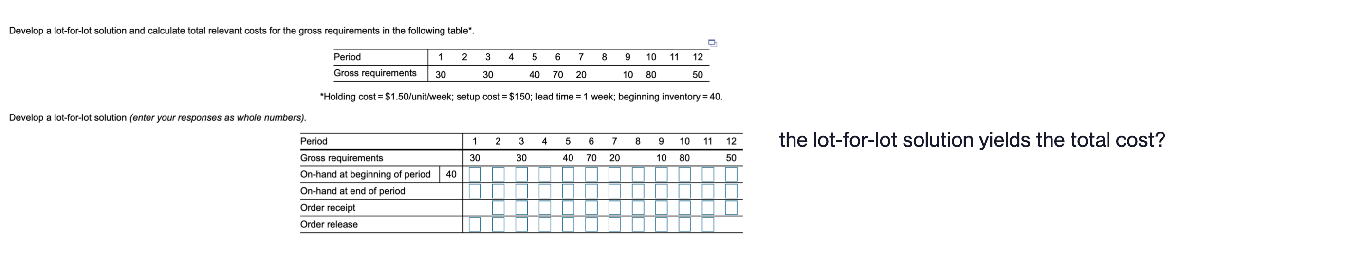 Solved Develop a lotforlot solution and calculate total