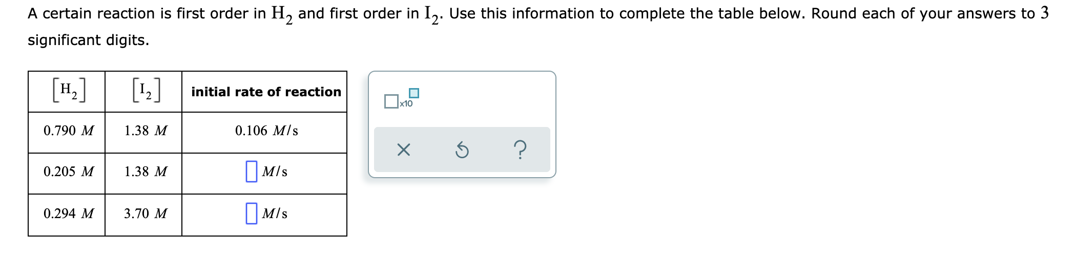 Solved A certain reaction is first order in H2 and first
