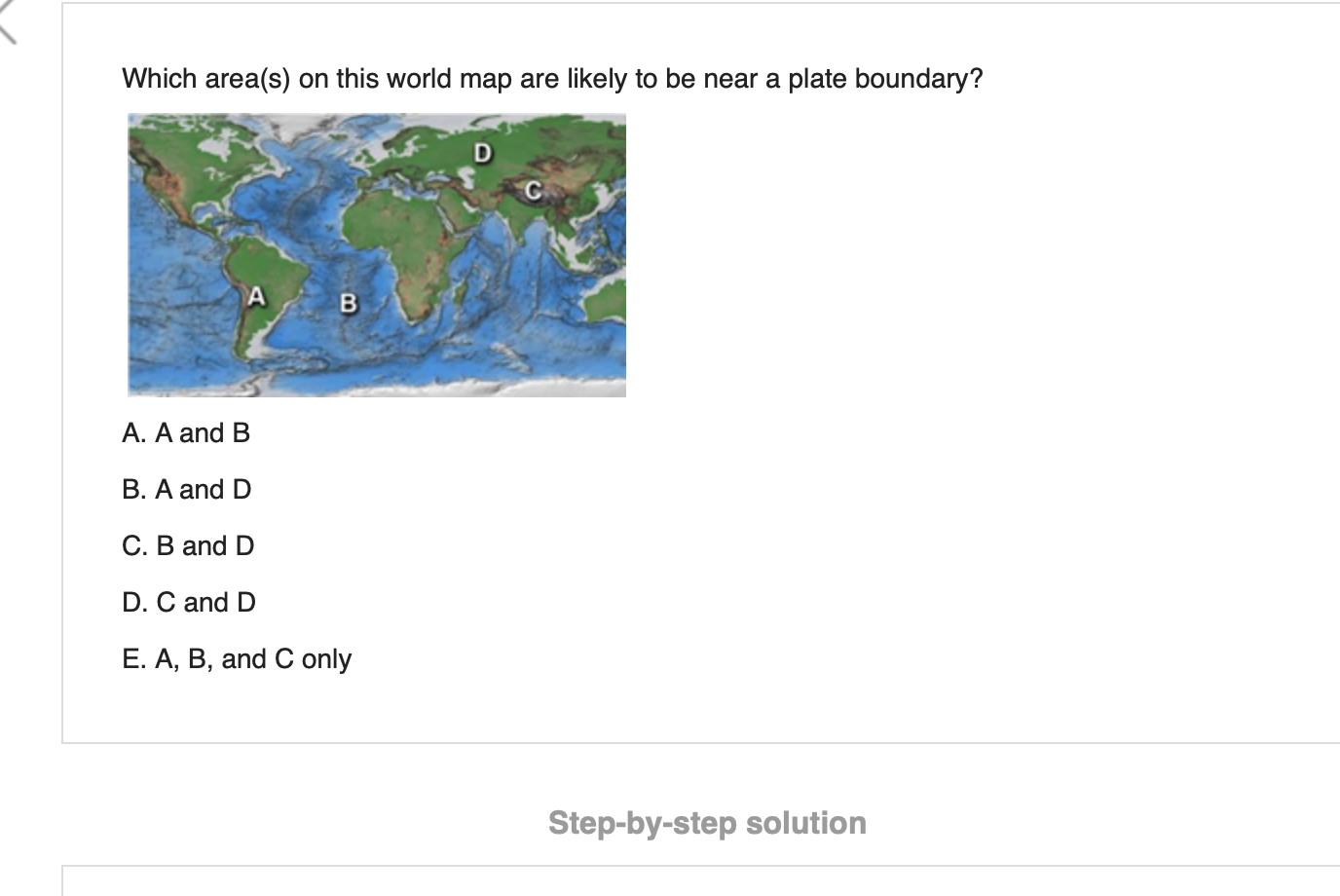 Solved Which area(s) on this world map are likely to be near | Chegg.com