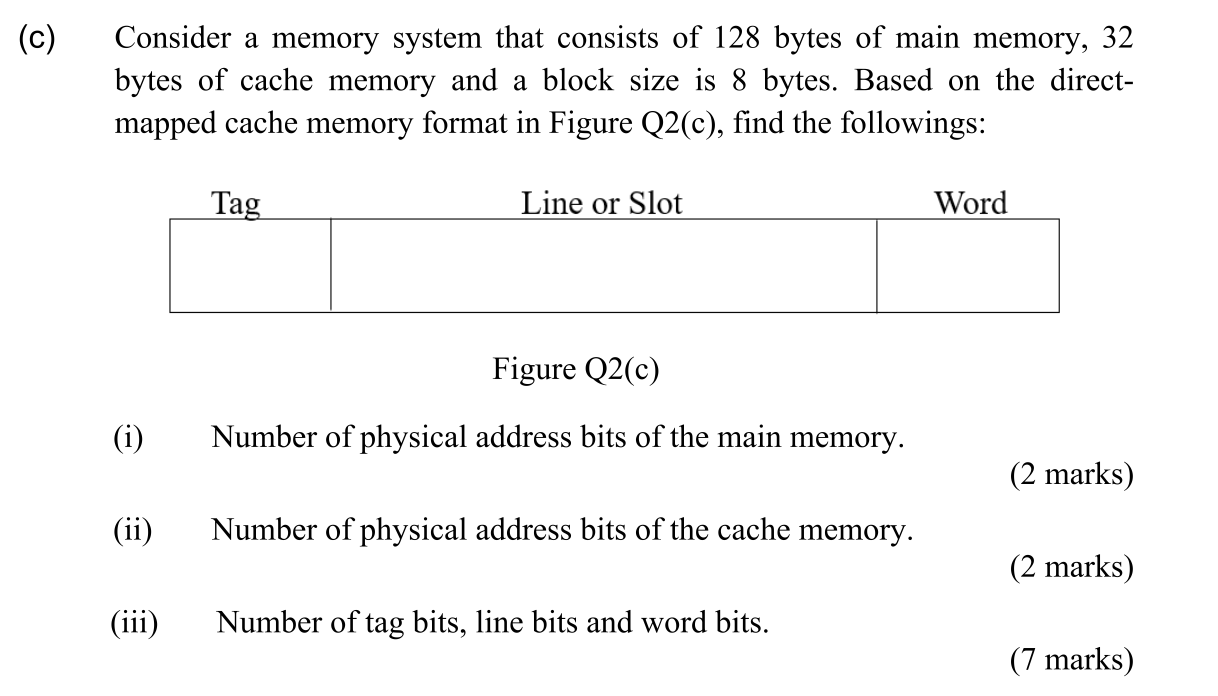 Solved (c) Consider a memory system that consists of 128 | Chegg.com
