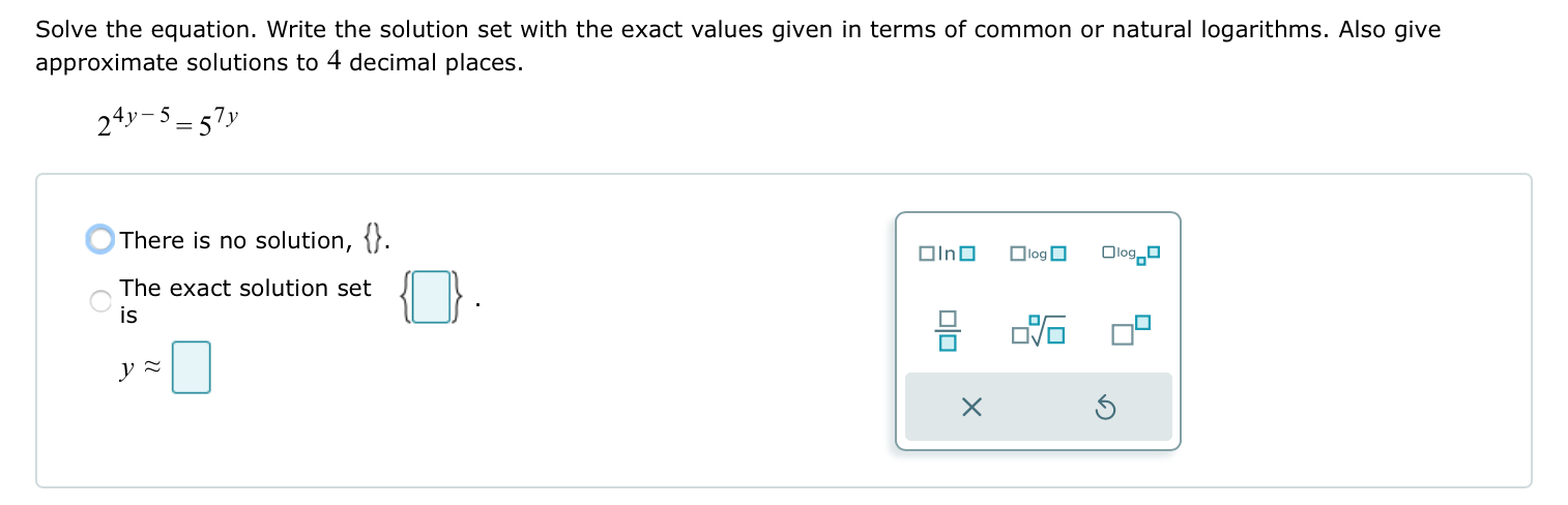 Solved Solve the equation. Write the solution set with the | Chegg.com