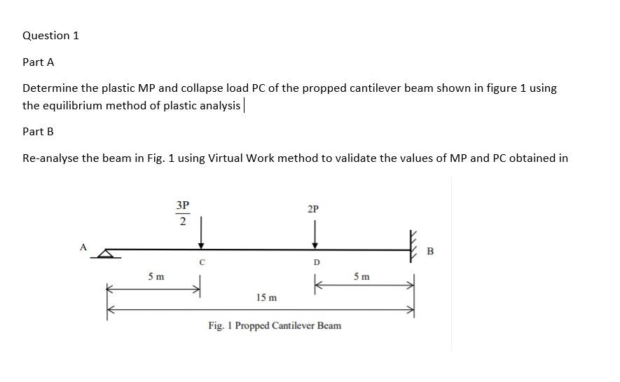 Solved Question 1 Part A Determine the plastic MP and | Chegg.com