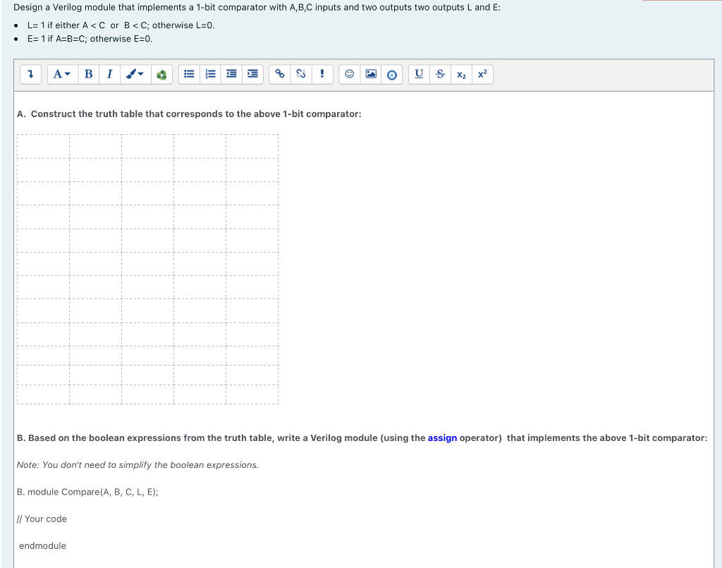 Solved Design a Verilog module that implements a 1-bit | Chegg.com