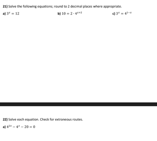 Solved 21) Solve the following equations; round to 2 decimal | Chegg.com