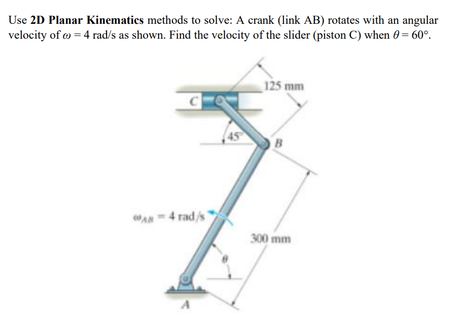 Solved Use 2D Planar Kinematics methods to solve: A crank | Chegg.com