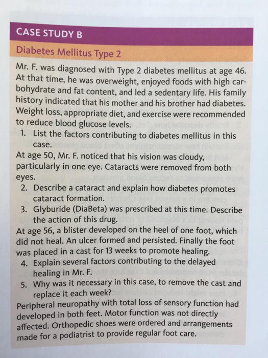 Solved CASE STUDY B Diabetes Mellitus Type2 Mr. F. was