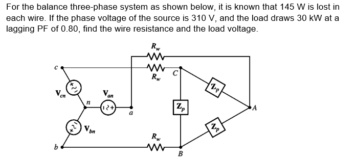 Solved For the balance three-phase system as shown below, it | Chegg.com