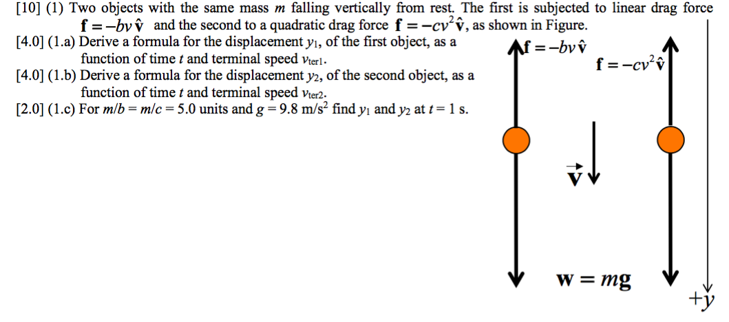 Solved 10 1 Two Objects With The Same Mass M Falling Chegg Com