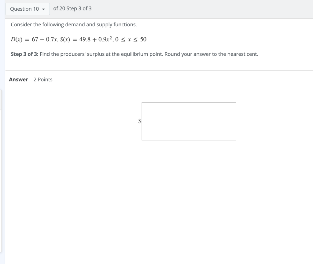 Solved of 20 Step 1 of 3 Consider the following demand and | Chegg.com