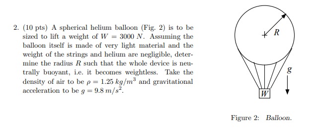 Solved R * 2. (10 Pts) A Spherical Helium Balloon (Fig. 2) | Chegg.com