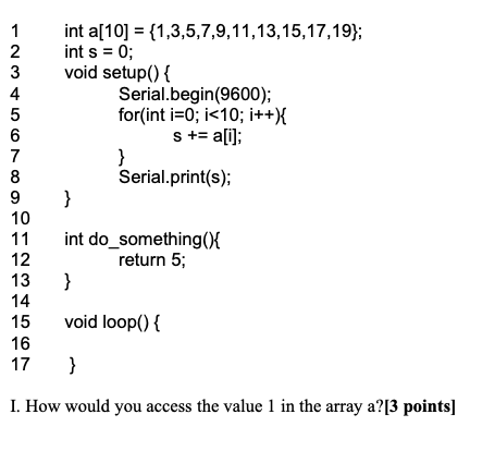 Solved 1 2 3 4 5 6 7 8 9 10 11 Int A 10 1 3 5 7 9 11 Chegg Com