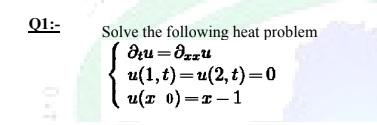 Solved 01:- Solve The Following Heat Problem ди-хи U(1,t) | Chegg.com