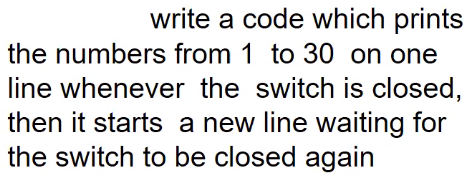 Solved write a code which prints the numbers from 1 to 30 on | Chegg.com