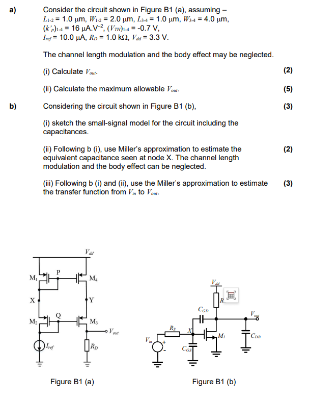 Solved Consider the circuit shown in Figure B1 (a), assuming | Chegg.com