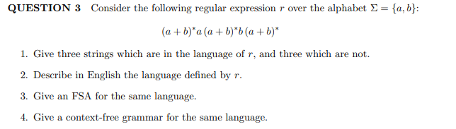 Solved QUESTION 3 Consider the following regular expression | Chegg.com