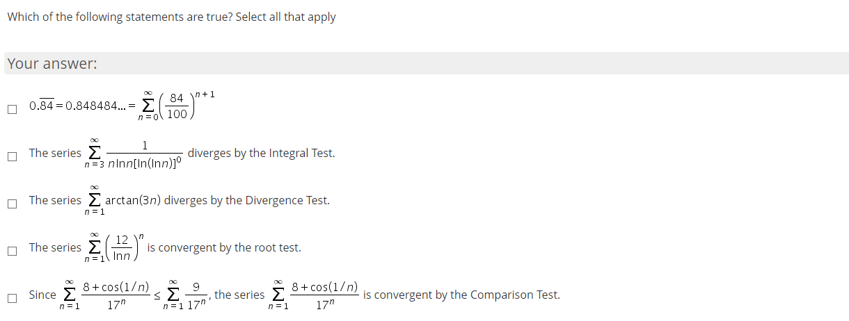 Solved Which Of The Following Statements Are True? Select | Chegg.com