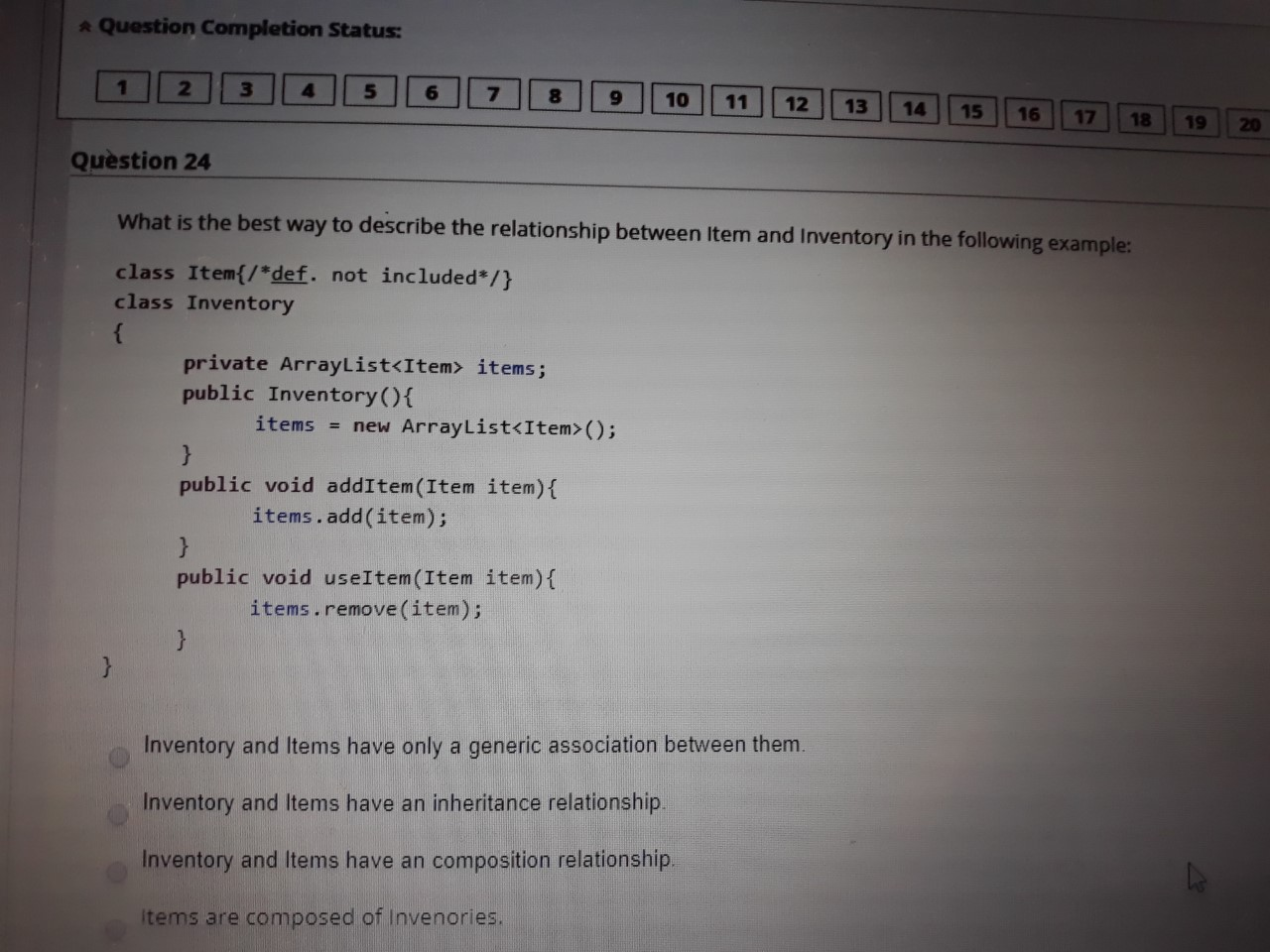 Solved * Question Completion Status: 1 2 3 4 5 6 7 8 9 10 11 | Chegg.com