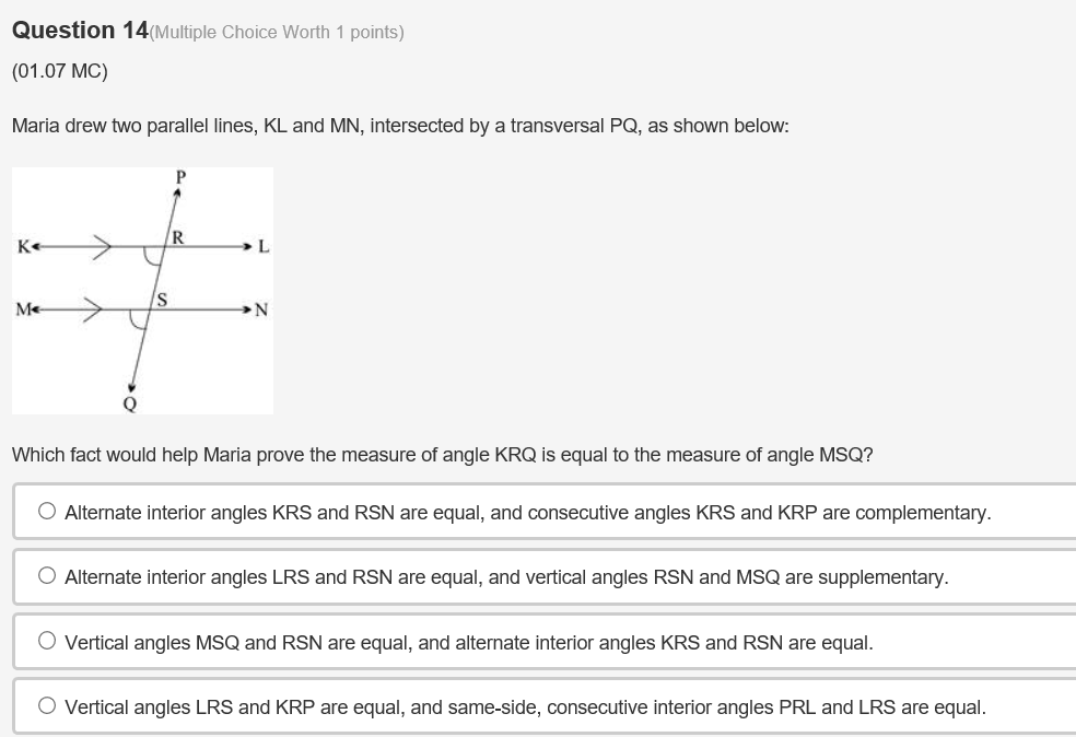 Solved Question 14 Multiple Choice Worth 1 Points 01 07