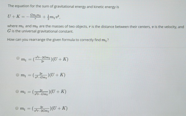 The Equation For The Sum Of Gravitational Energy And Chegg Com